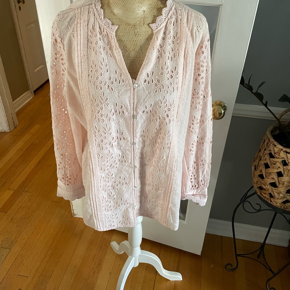 Sundance eyelet baby pink shirt NWT